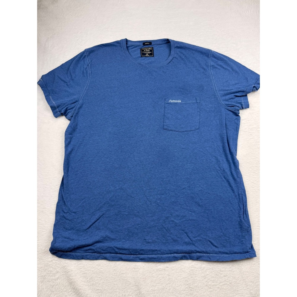 Abercrombie & Fitch Muscle Fit Tee Mens XXL Blue Pocket Short Sleeve Heathered